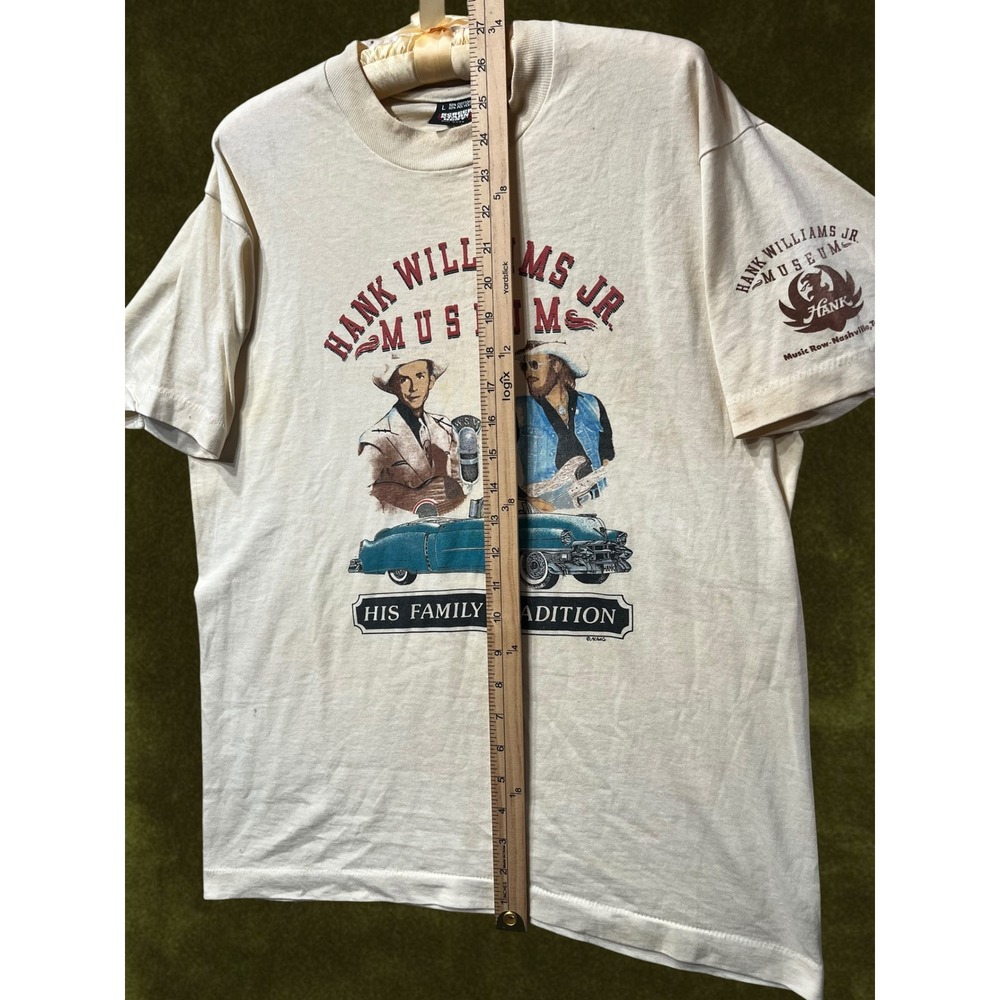 Vintage Hank Williams Jr Museum T-Shirt Screen Stars Best Cream Mens Large L - Picture 2 of 10